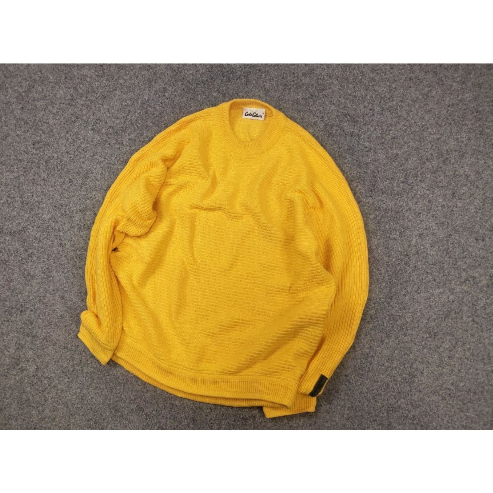Carlo Colucci VINTAGE Carlo Colucci Logo Yellow Knit Cotton Blend Sweater M Wool? No, Cotton Blend Size US M / EU 48-50 / 2 - 3 Thumbnail