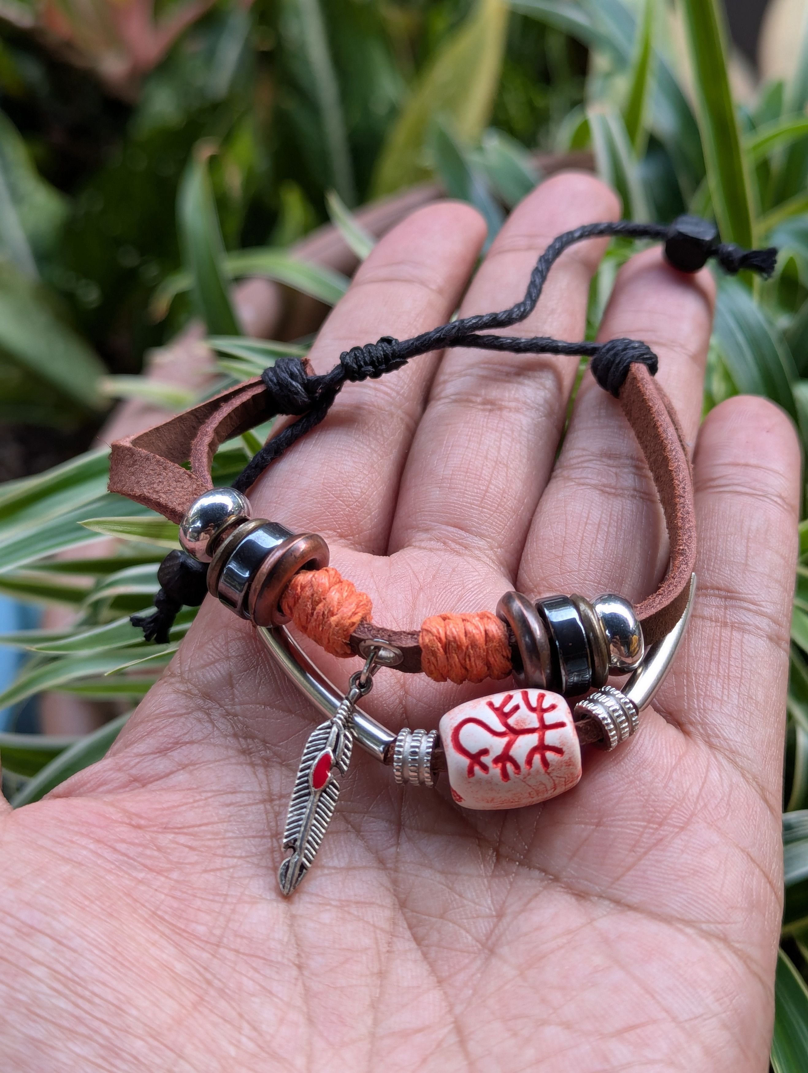 TRIBAL SURFER HANDMADE LEATHER HEMP BRACELET
