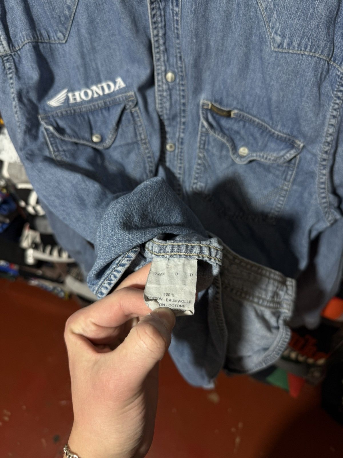 Wrangler Rare Wrangler Honda Racing Denim Navy Blue Button Shirt Size US XL / EU 56 / 4 - 8 Thumbnail