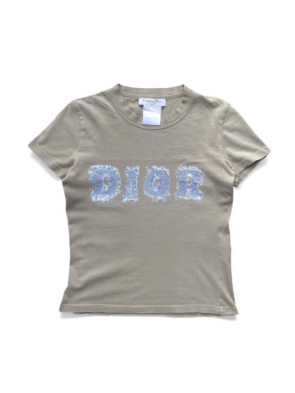 Dior SS2003 Denim Print Logo T-Shirt Size S / US 4 / IT 40 - 1 Thumbnail