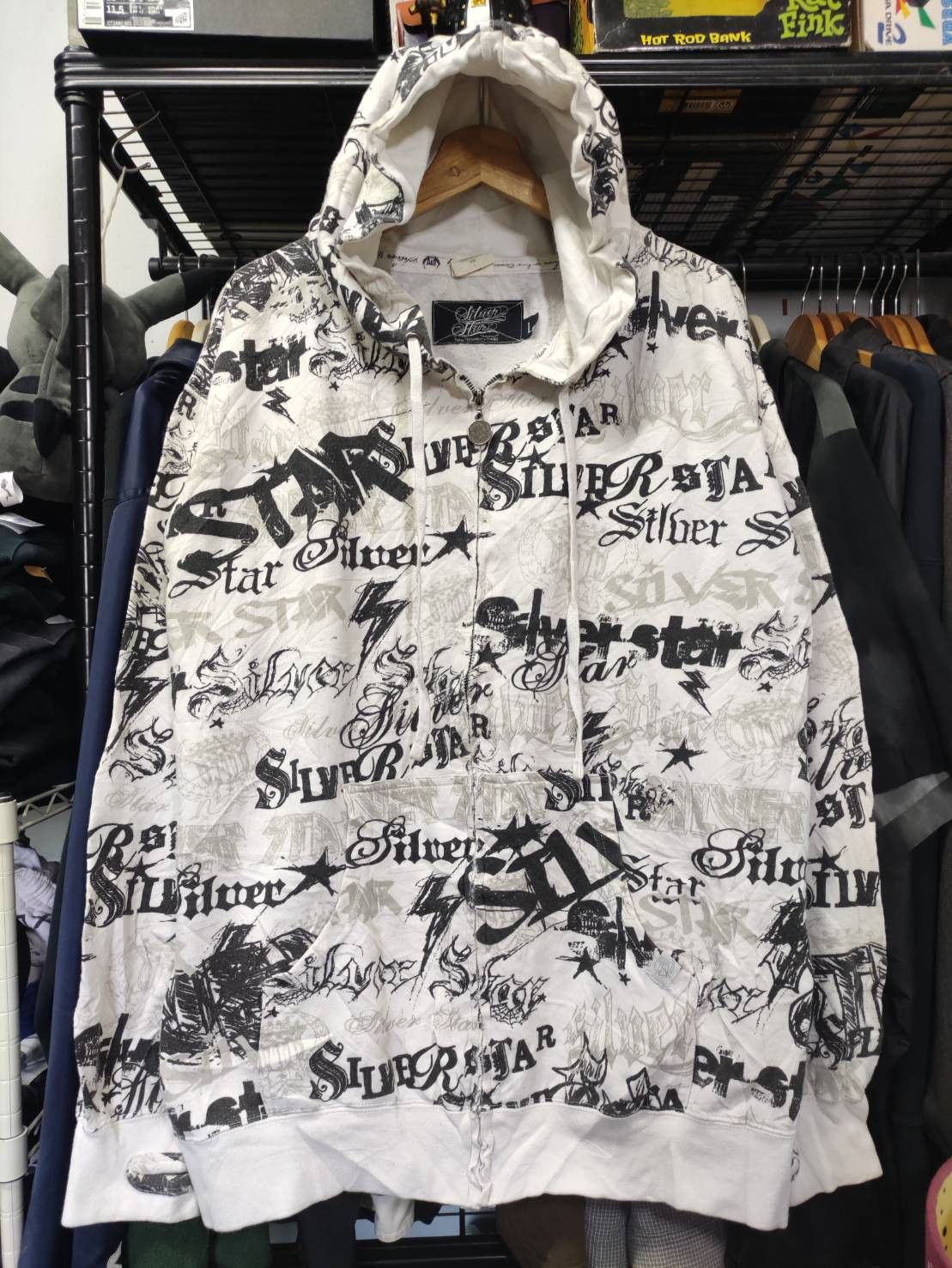 Vtg 90's Silver Star Clothing All Over Print Hoodie