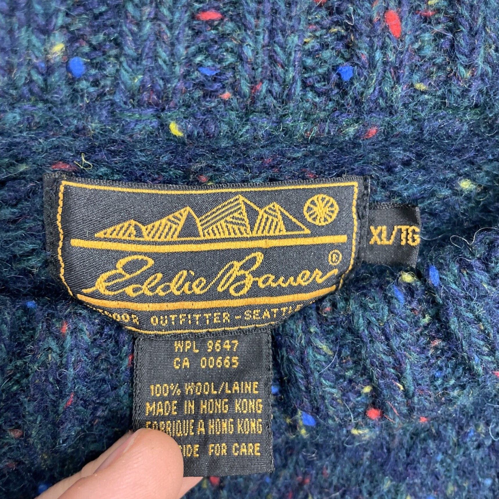 Eddie Bauer VINTAGE Eddie Bauer Sweater Men XL Crew Neck Knit Wool Striped Blue Green Winter Casual Holiday 90s Mens Pullover Size US XL / EU 56 / 4 - 2 Thumbnail