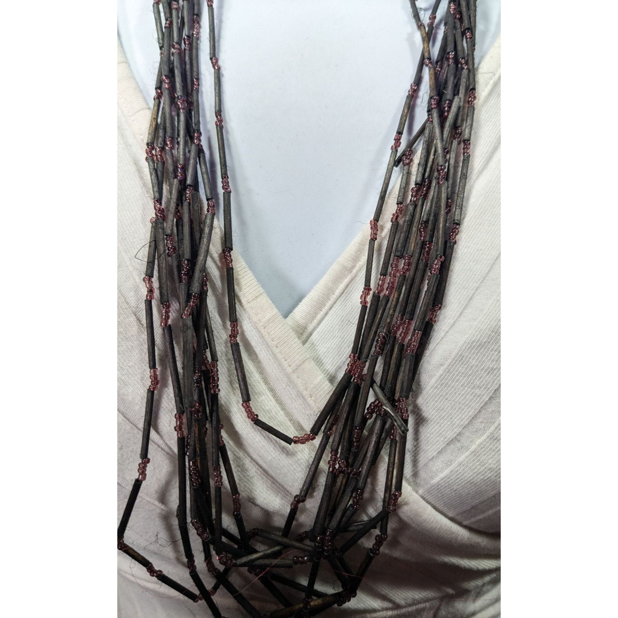 Other Vintage Black Wood And Glass Multistrand Necklace Size ONE SIZE - 5 Thumbnail