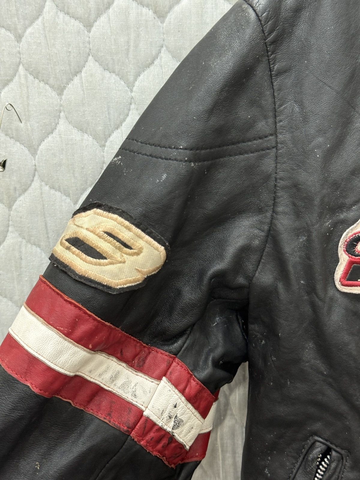 Avirex 🔥🔥🔥STEALS AVIREX VARSITY RACING LEATHER JACKET Size M / US 6-8 / IT 42-44 - 14 Thumbnail