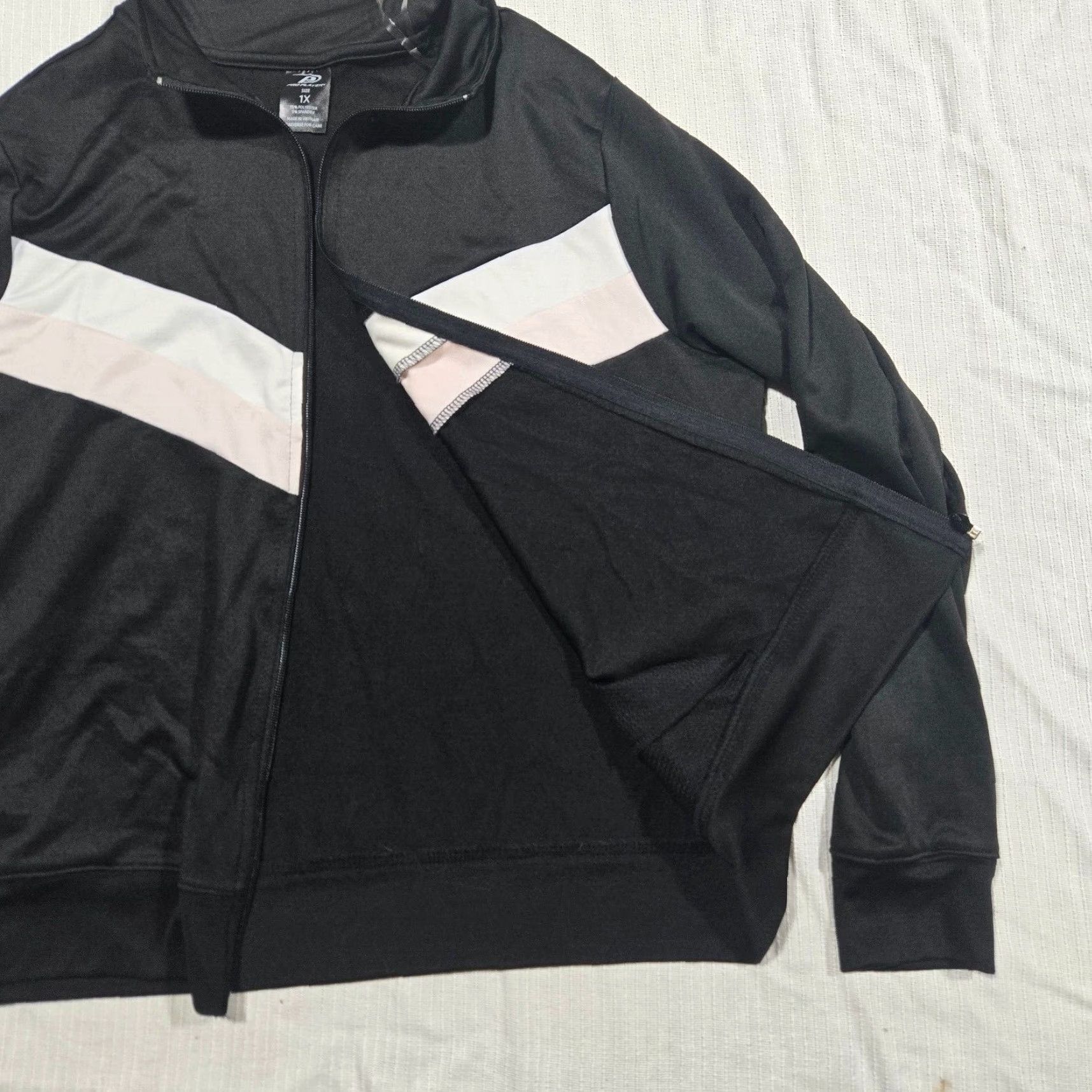 Pro Player Pro-player Jacket Shirt Large Adult Women Black Full Zip Hooded Coat 1X Plus Size Accents Zipper Long Sleeve Terry Acrylic Blend Size XL / US 12-14 / IT 48-50 - 3 Thumbnail