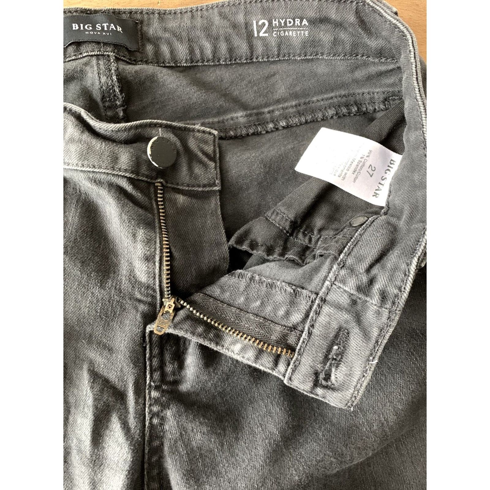 Denime BIG STAR Jeans Womens 27x28 Black Denim 5-Pocket Slim Skinny Stretch Cement Logo Zipper Pocket Distressed Cowboy Rock Punk 90s Vintage No Size 27" / US 4 / IT 40 - 5 Thumbnail