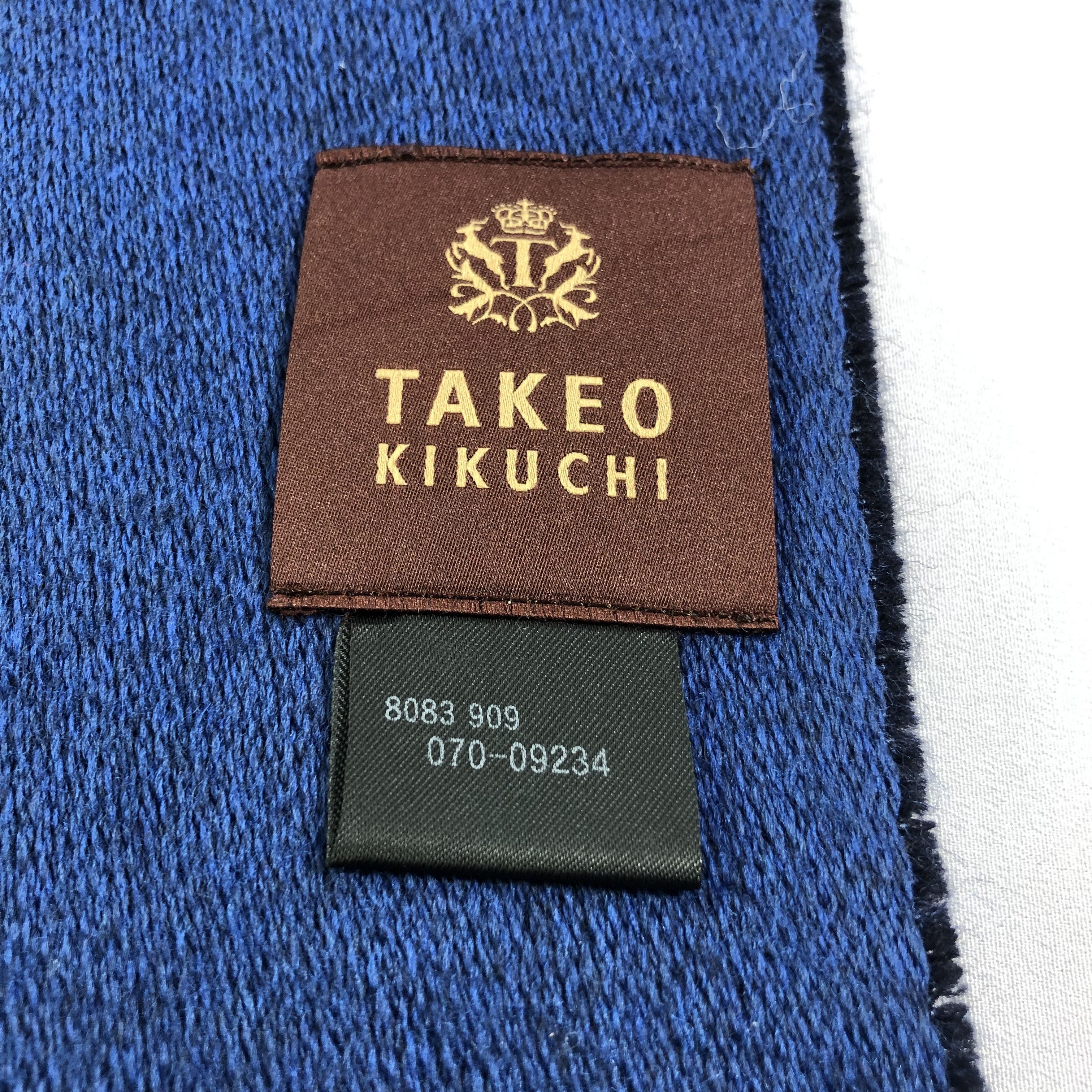 Takeo Kikuchi Takeo Kikuchi Blue Wool Scarf Muffler V1383 Size ONE SIZE - 4 Thumbnail