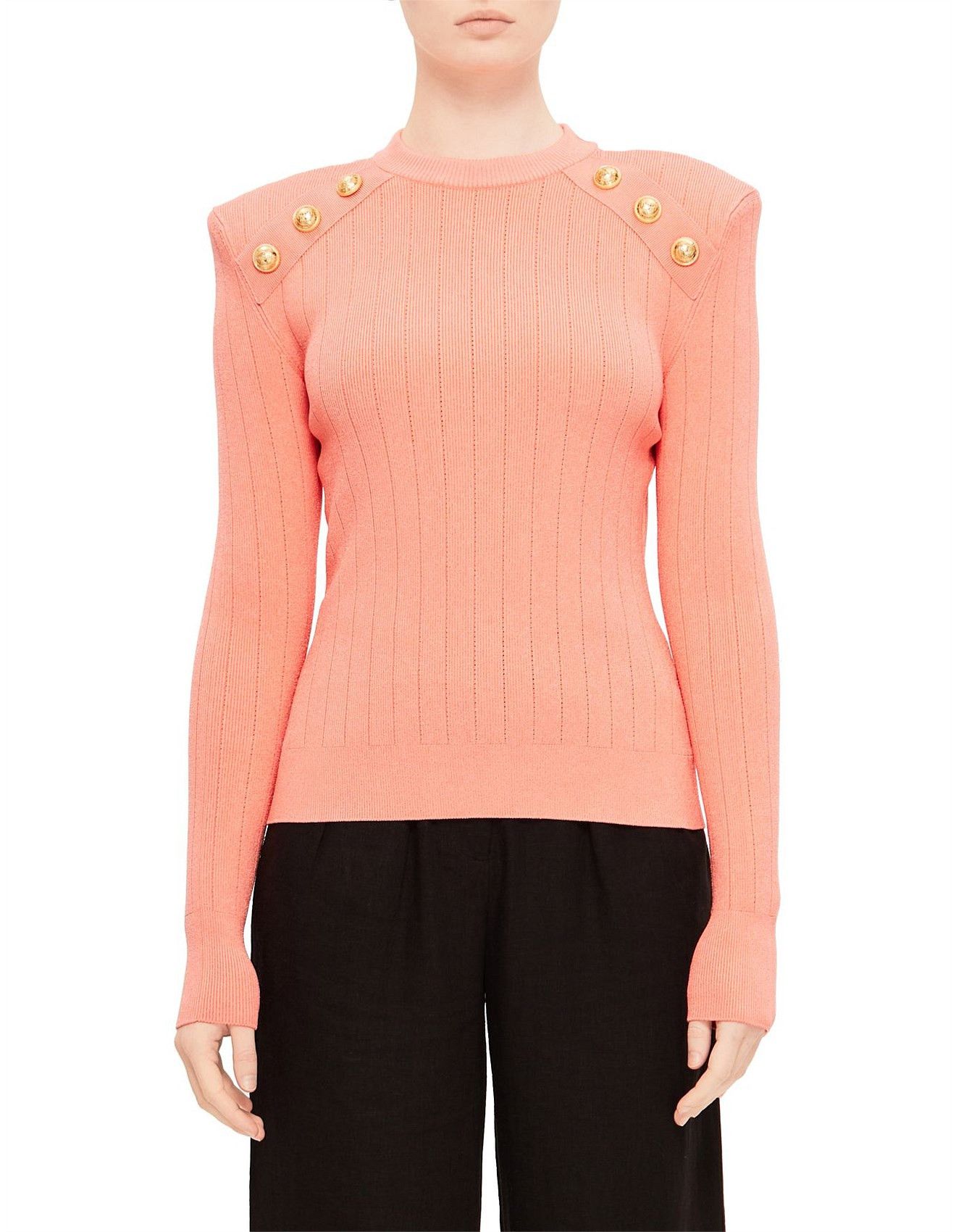 Balmain o1y0625 Sweater in Salmon Pink Size M / US 6-8 / IT 42-44 - 1 Thumbnail