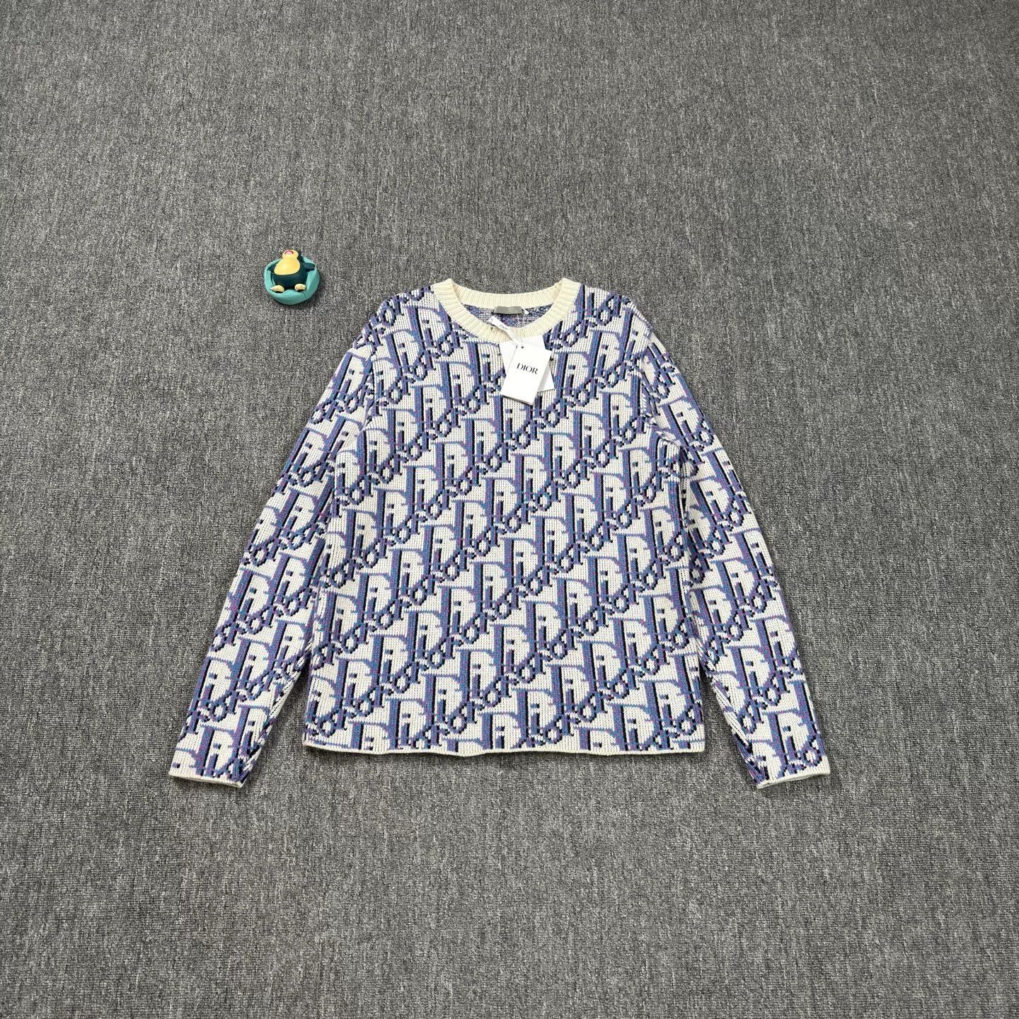 Stussy dior stussy collaboration blue printed sweater Size US M / EU 48-50 / 2 - 1 Thumbnail