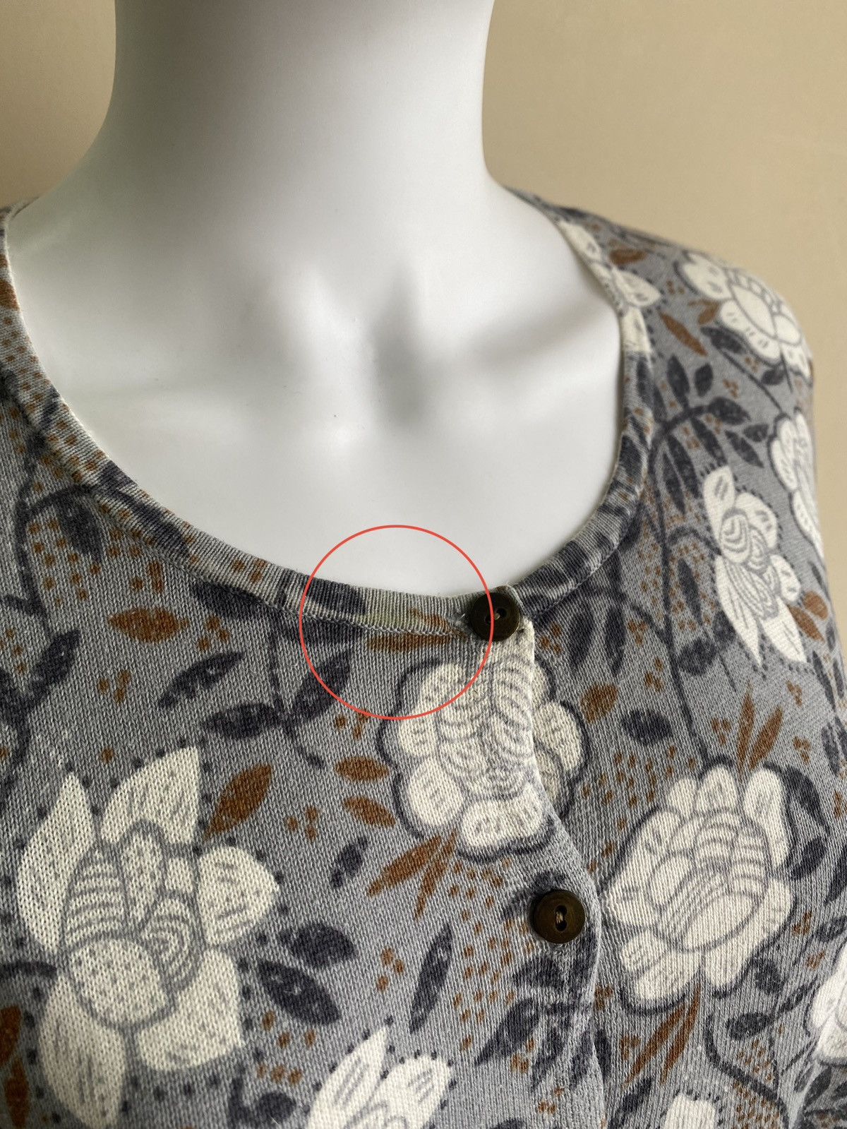 Gudrun Sjoden Gudrun Sjoden Gray Floral Knit Button Down Cardigan Sweater Size M / US 6-8 / IT 42-44 - 5 Thumbnail