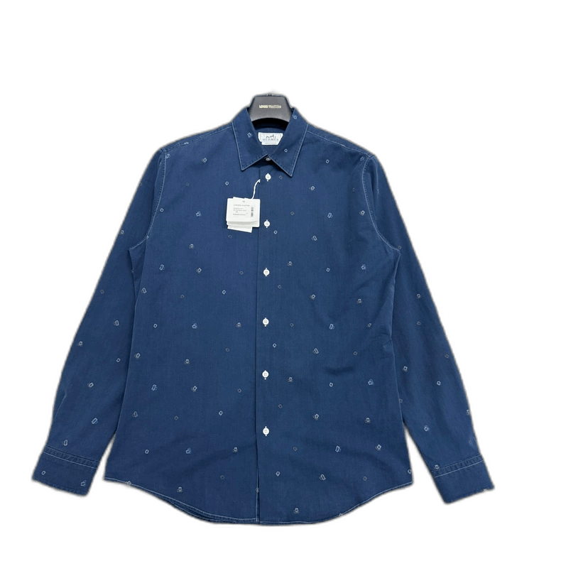 Hermes Hermes Denim Shirt with Lock Print Size US L / EU 52-54 / 3 - 1 Thumbnail