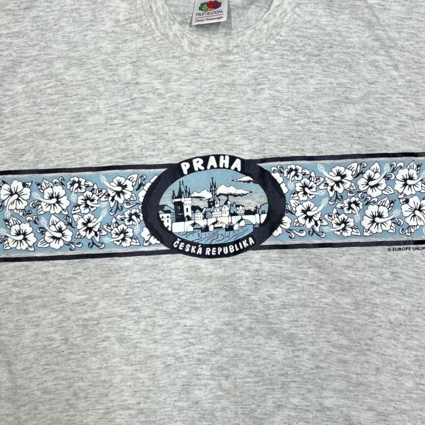 Fruit Of The Loom Fruit of the Loom T-Shirt Early 00’s Praha “Ceska Republika” Czech Republic Souvenir Graphic Front Print M Grey Mens Shirts Size US M / EU 48-50 / 2 - 3 Thumbnail