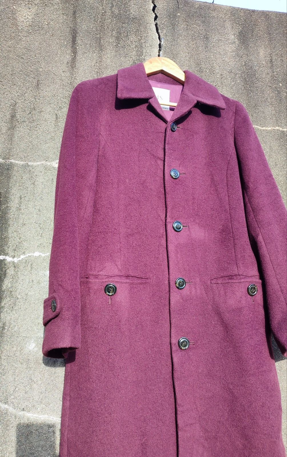 Issey Miyake I.S. sunao kuwahara Plum Wool Long Coat Avant-Garde Japanese Size S / US 4 / IT 40 - 6 Thumbnail