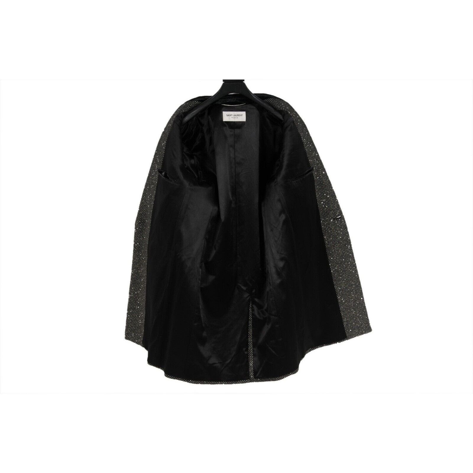 Saint Laurent Paris Single Breasted Sequin Overcoat Silver Black Coat Size US L / EU 52-54 / 3 - 11 Thumbnail