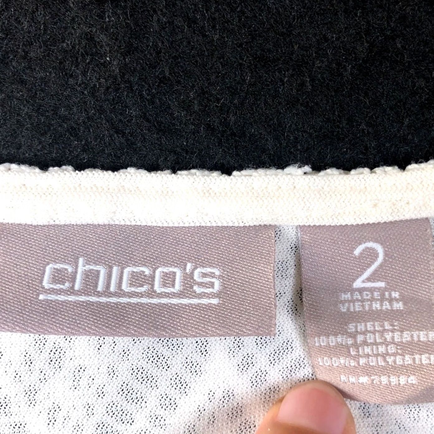 Vintage Chicos Womens Blouse Ivory Lined Textured Long Sleeve Round Neck L Size L / US 10 / IT 46 - 6 Thumbnail