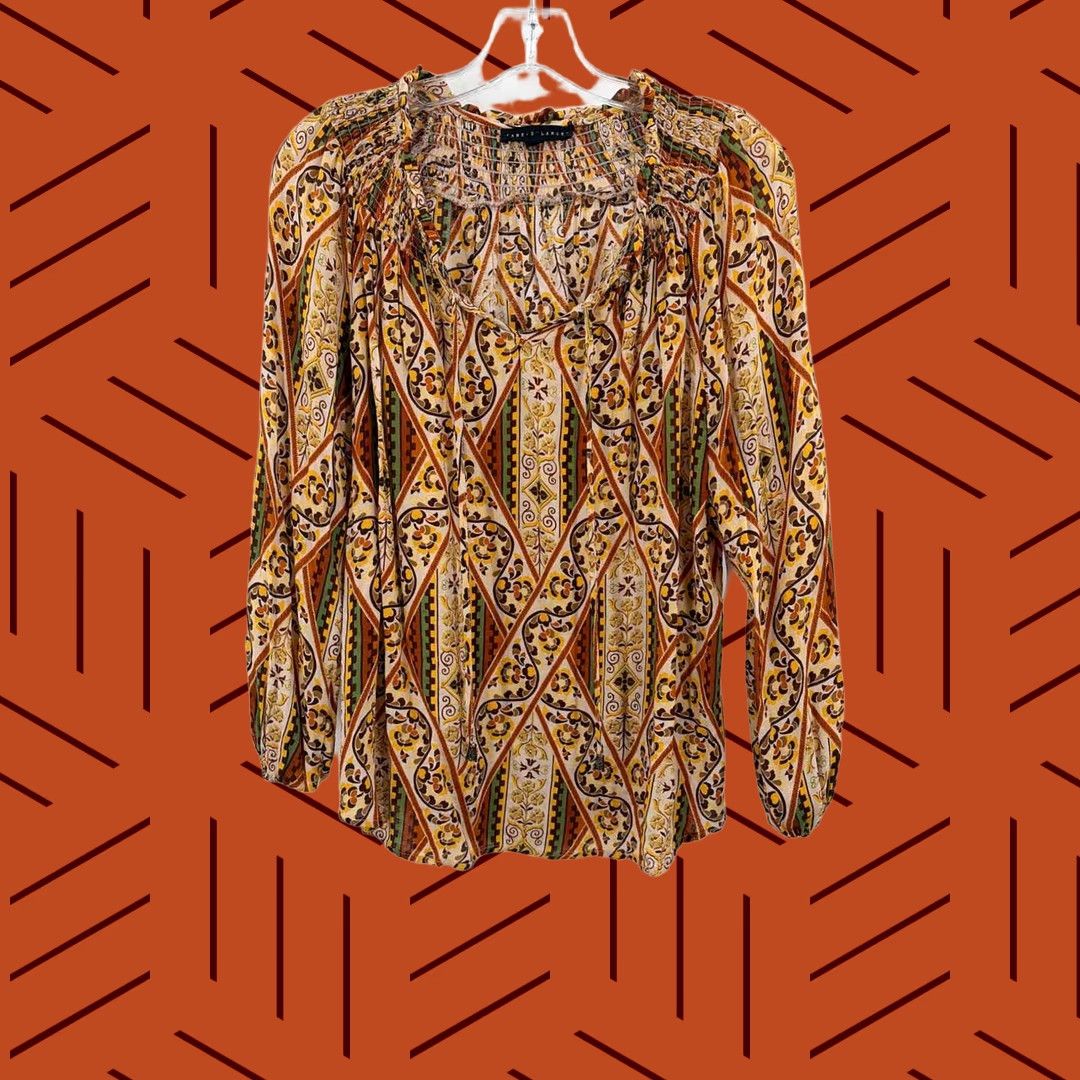 Vintage Pre-Owned Jane & Delancy Yellow Size Large Long Sleeve Blouse Size L / US 10 / IT 46 - 1 Thumbnail