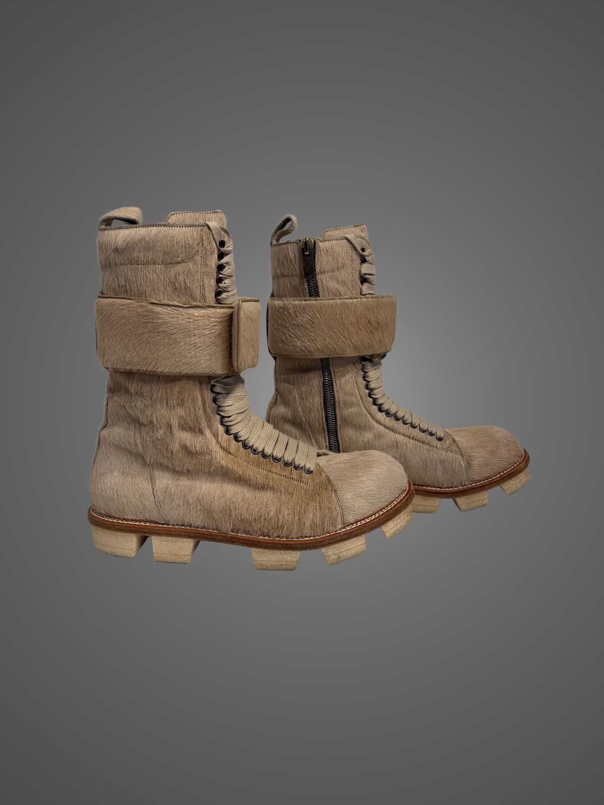 Rick Owens Rick Owens Ponyhair Megatooth Runway Hi-Top Boots from AW13 Size US 13 / EU 46 - 2 Thumbnail