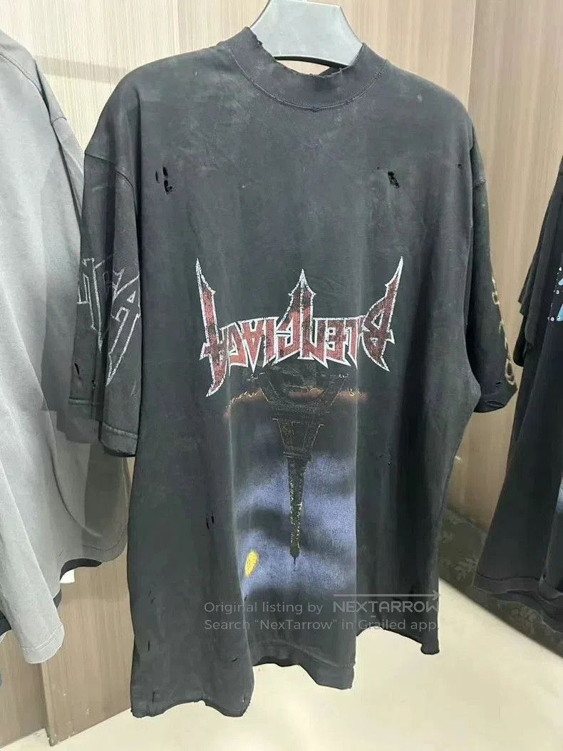 Balenciaga Balenciaga Black Distressed Inverted Tower Tee. Size US M / EU 48-50 / 2 - 1 Thumbnail