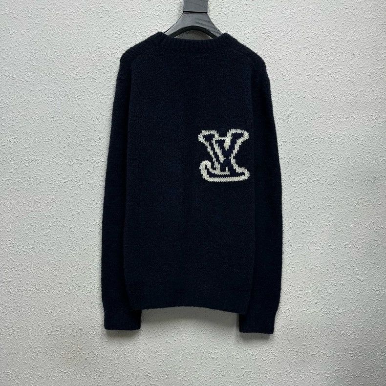 Louis Vuitton Louis Vuitton Navy knit LOGO teddy sweater Size US M / EU 48-50 / 2 - 2 Thumbnail