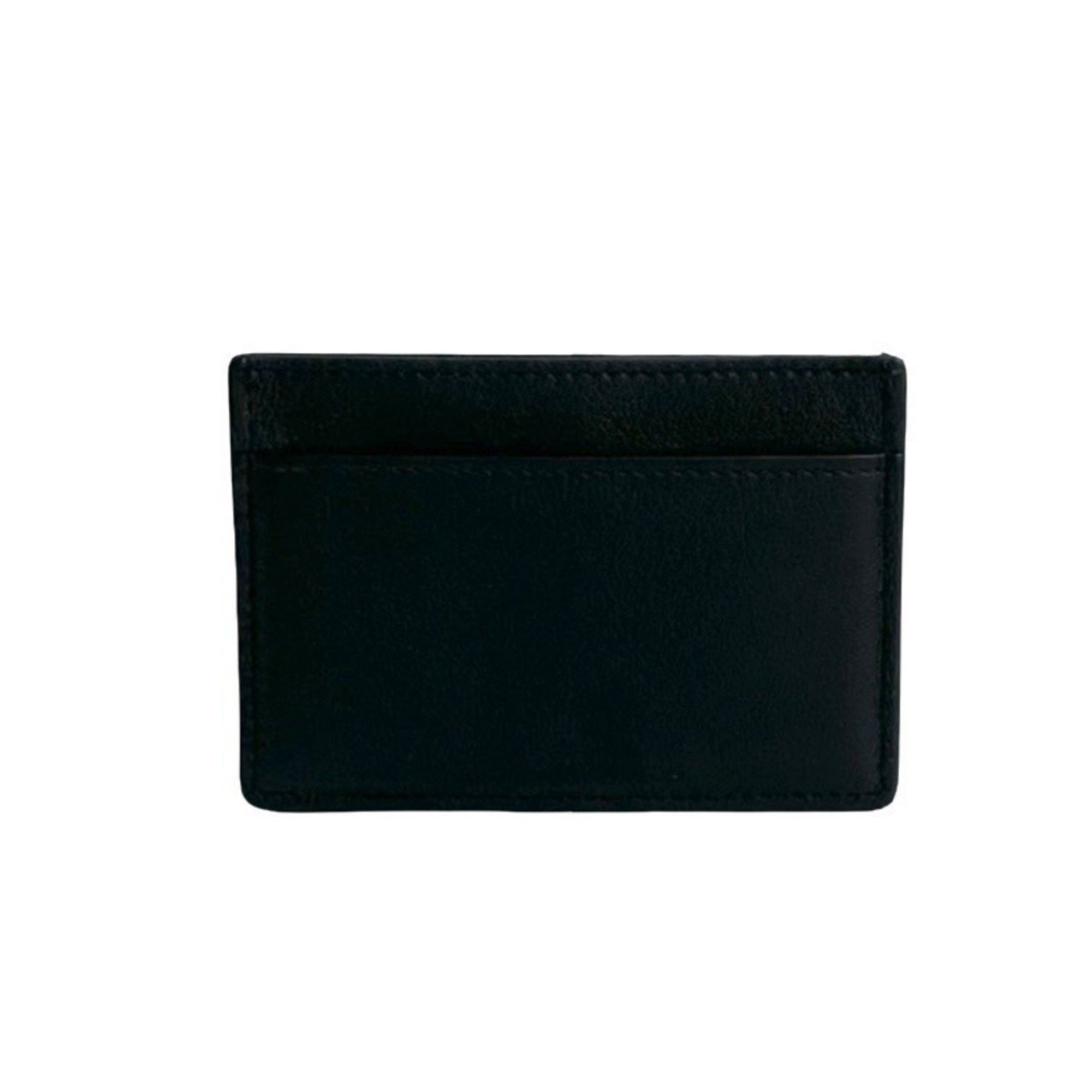 YVES SAINT LAURENT YSL logo stitched leather business card holder black 64838