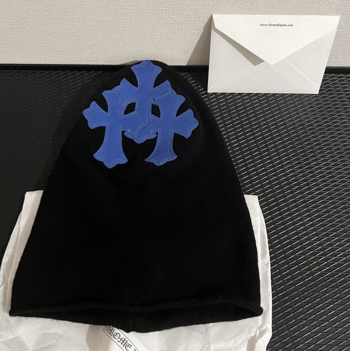 Chrome Hearts Cashmere Triple Blue Cross Beanie Mask