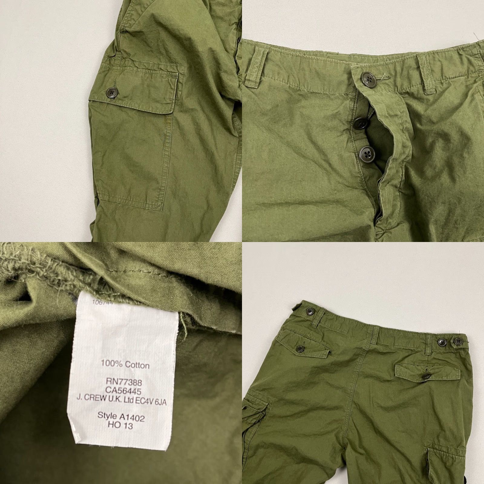 J.Crew J Crew Cargo Pants Mens 32 x 33 Slim Garment Dyed Green Military Utility A1402 Pants Size US 32 / EU 48 - 8 Thumbnail