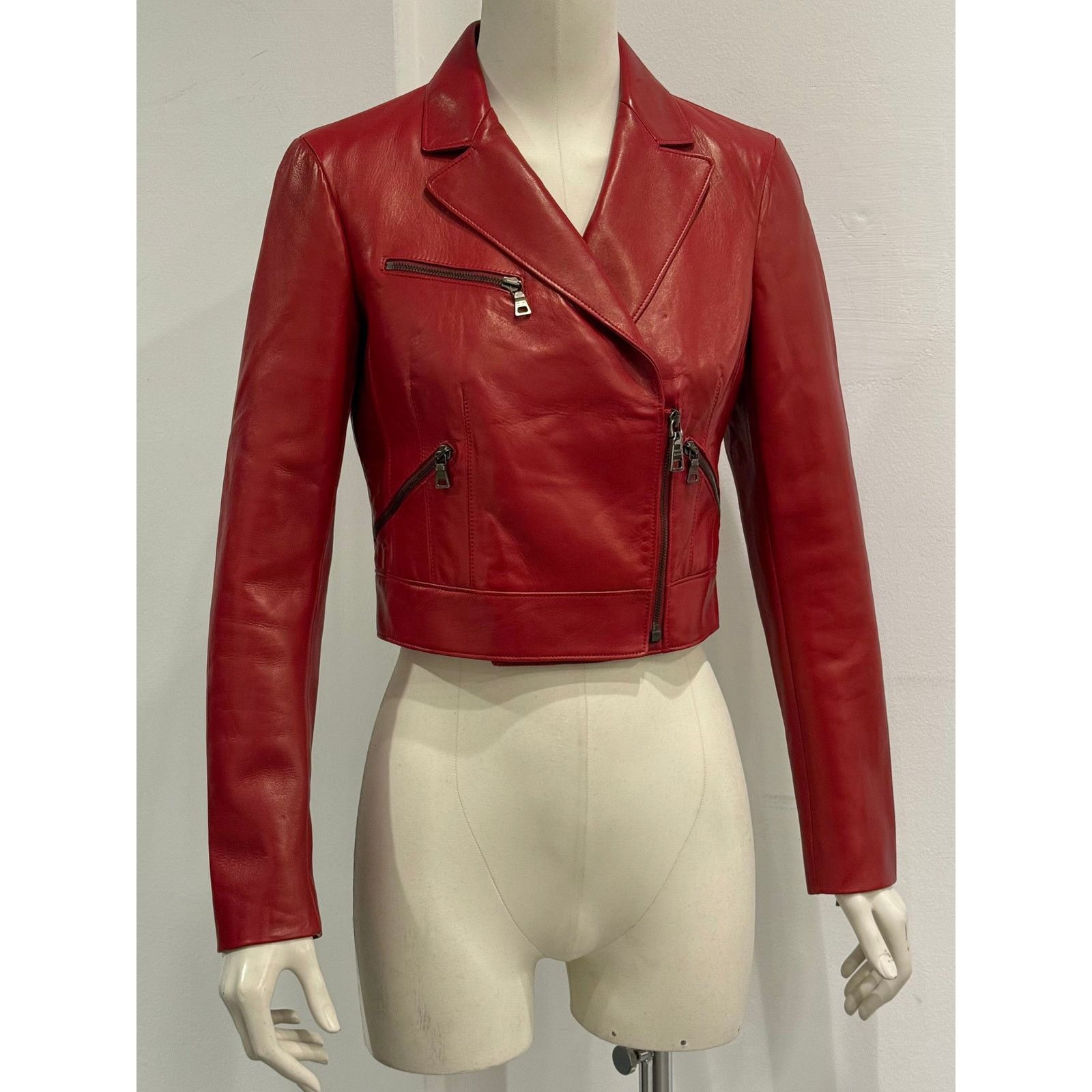 Prada 2000s Prada red biker leather jacket Size US S / EU 44-46 / 1 - 2 Thumbnail