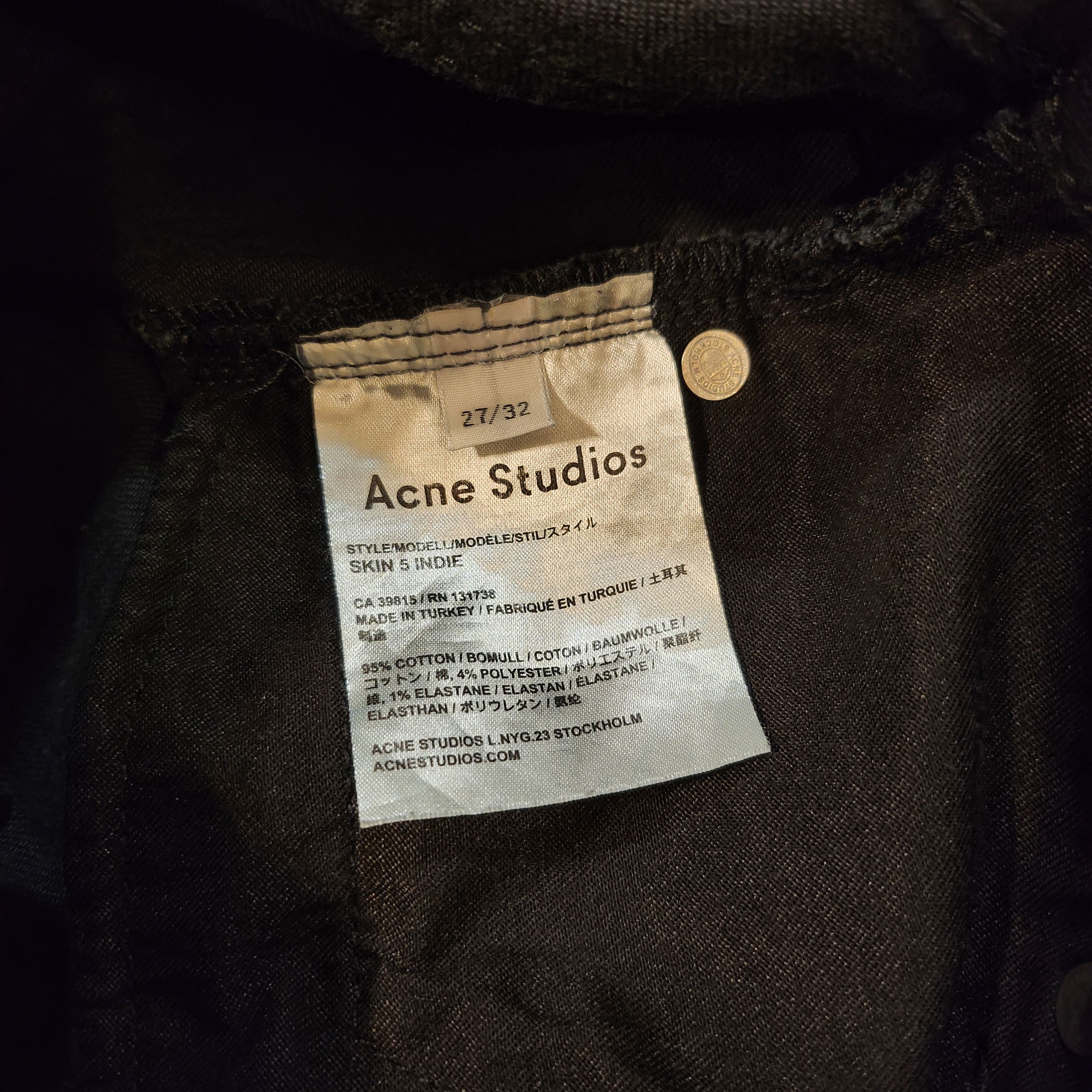 Acne Studios Skin 5 Indie 27/32 Acne Studios Black Denim Size US 27 - 3 Thumbnail