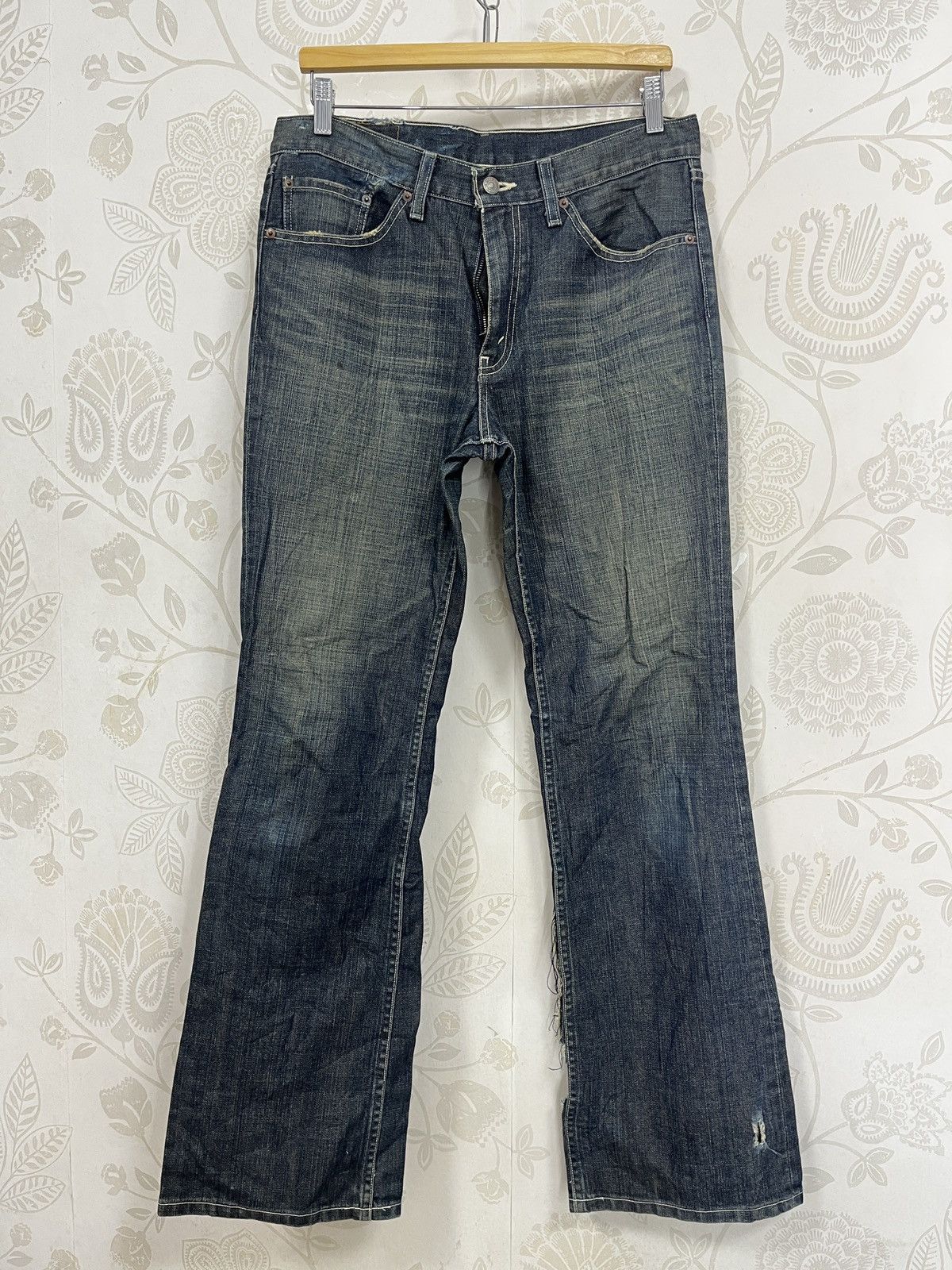 Levi's × Vintage Flared Levis 517 Distressed Denim Faded Blue Size US 33 - 4 Thumbnail