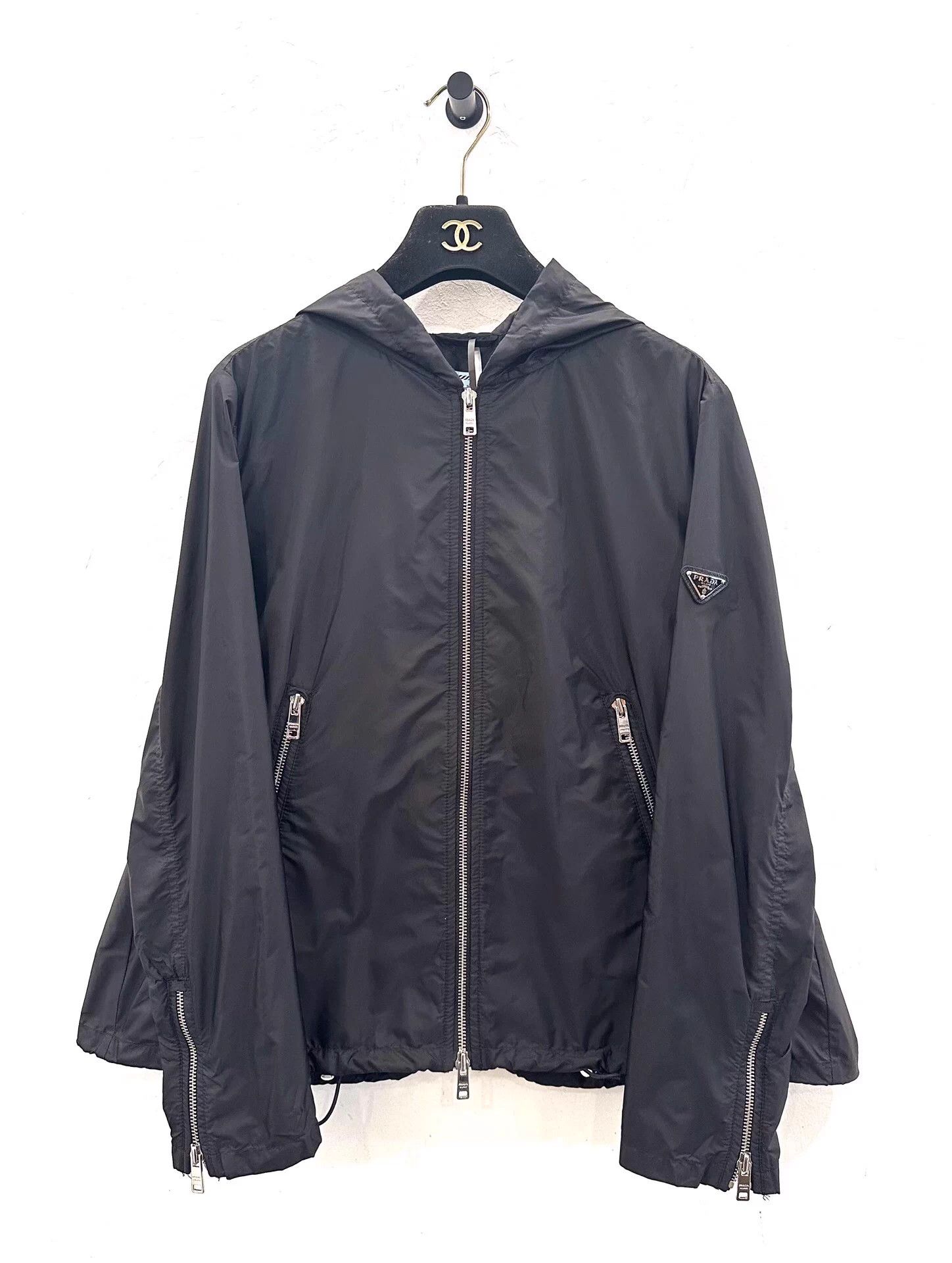 Prada Prada women's black side metal triangle logo jacket Size M / US 6-8 / IT 42-44 - 1 Thumbnail