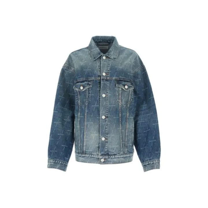 Balenciaga Balenciaga Logo Print Denim Jacket for Women 0079 Size S / US 4 / IT 40 - 1 Thumbnail