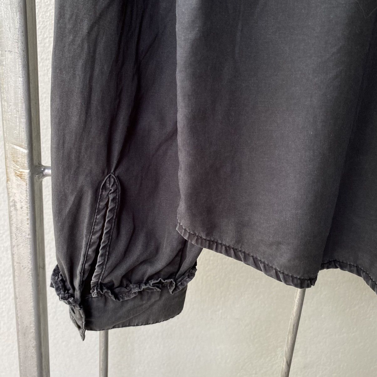 Japanese Brand LA MARINE FRANÇAISE Black Ruffle Collar Puff Shoulder Shirt Size M / US 6-8 / IT 42-44 - 13 Thumbnail