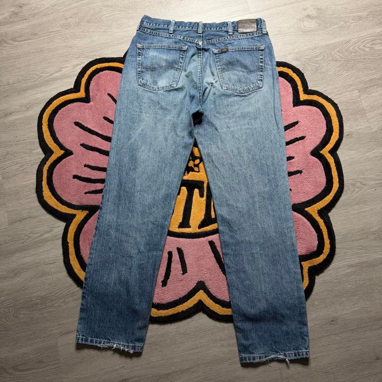 Lee × Vintage Vintage Y2K Lee Distressed Stone washed Denim Jeans 34x32 Size US 34 / EU 50 - 7 Thumbnail