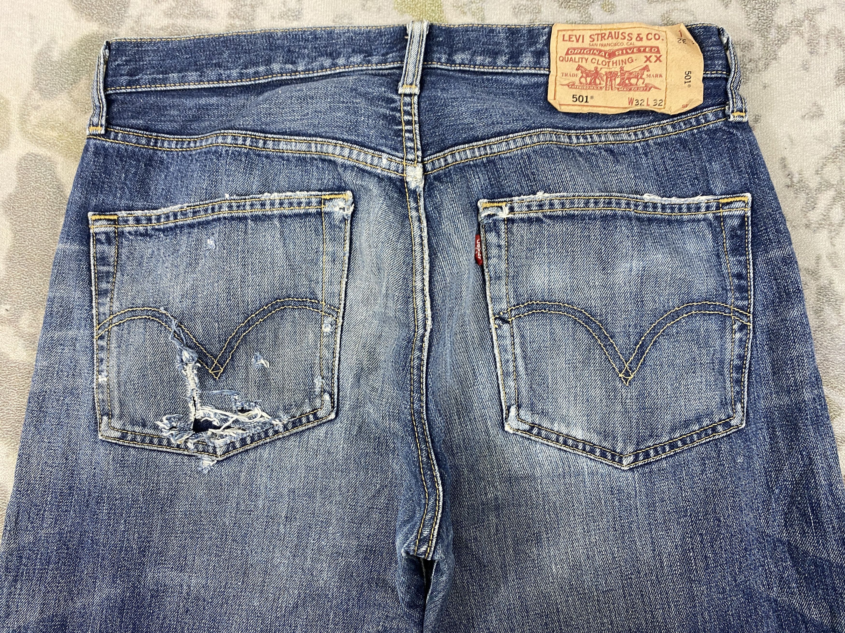 Levi's Vintage Levi's 501 Distressed Jeans 33x29.5 Denim - JN3870 Size US 33 - 4 Thumbnail