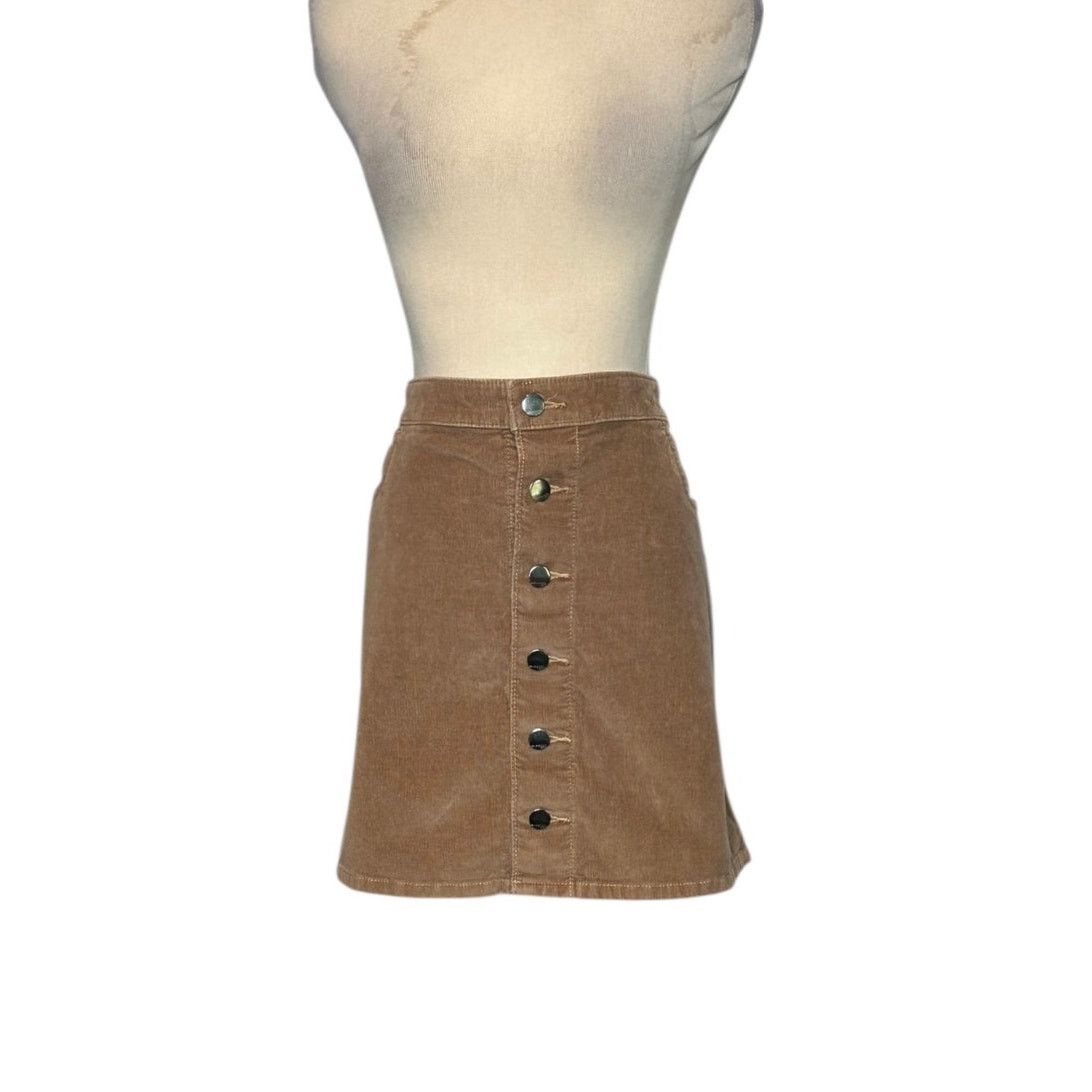 Express Express brown buttoned corduroy mini skirt size 10 Size 32" / US 10 / IT 46 - 1 Thumbnail