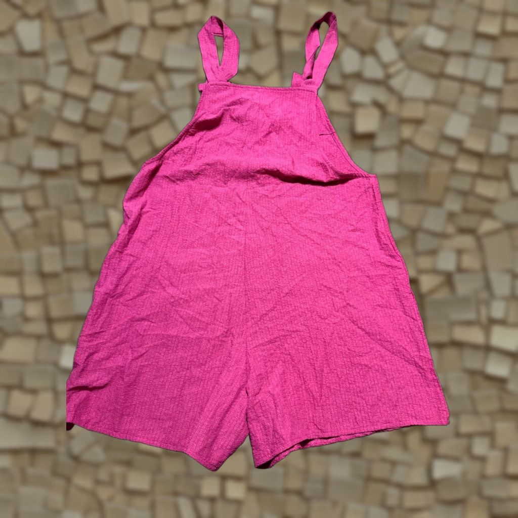 Vintage Emery Rose Overalls Shorts Women’s M Pink Sleeveless Square Neck NWT Size 32" / US 10 / IT 46 - 1 Thumbnail