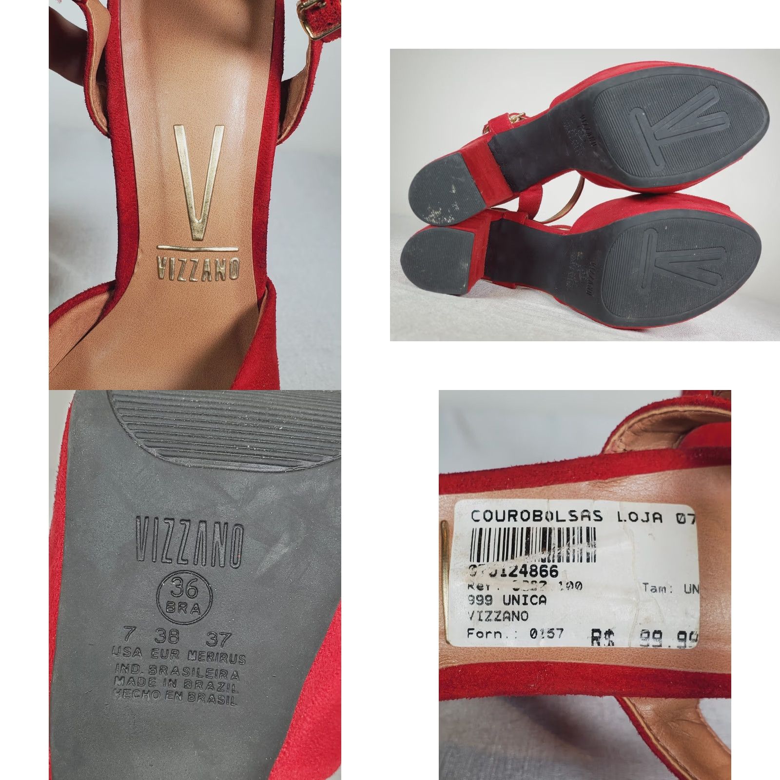 Vintage Vizzano Red Suede Camurca Flex High Heel Platform Pumps Women's US 7 Size US 7 / IT 37 - 9 Thumbnail
