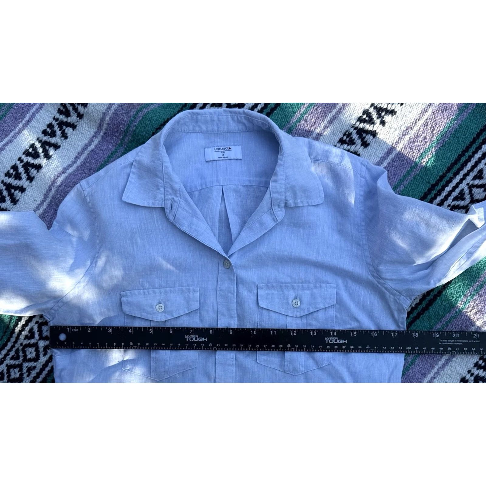 UNTUCKit UNTUCKit Button-Front Shirt Women's Size 2 Blue Linen Long Sleeve Button-Down Casual Basic Lightweight Lightweight Linen 2 Light Blue Womens Size XS / US 0-2 / IT 36-38 - 7 Thumbnail