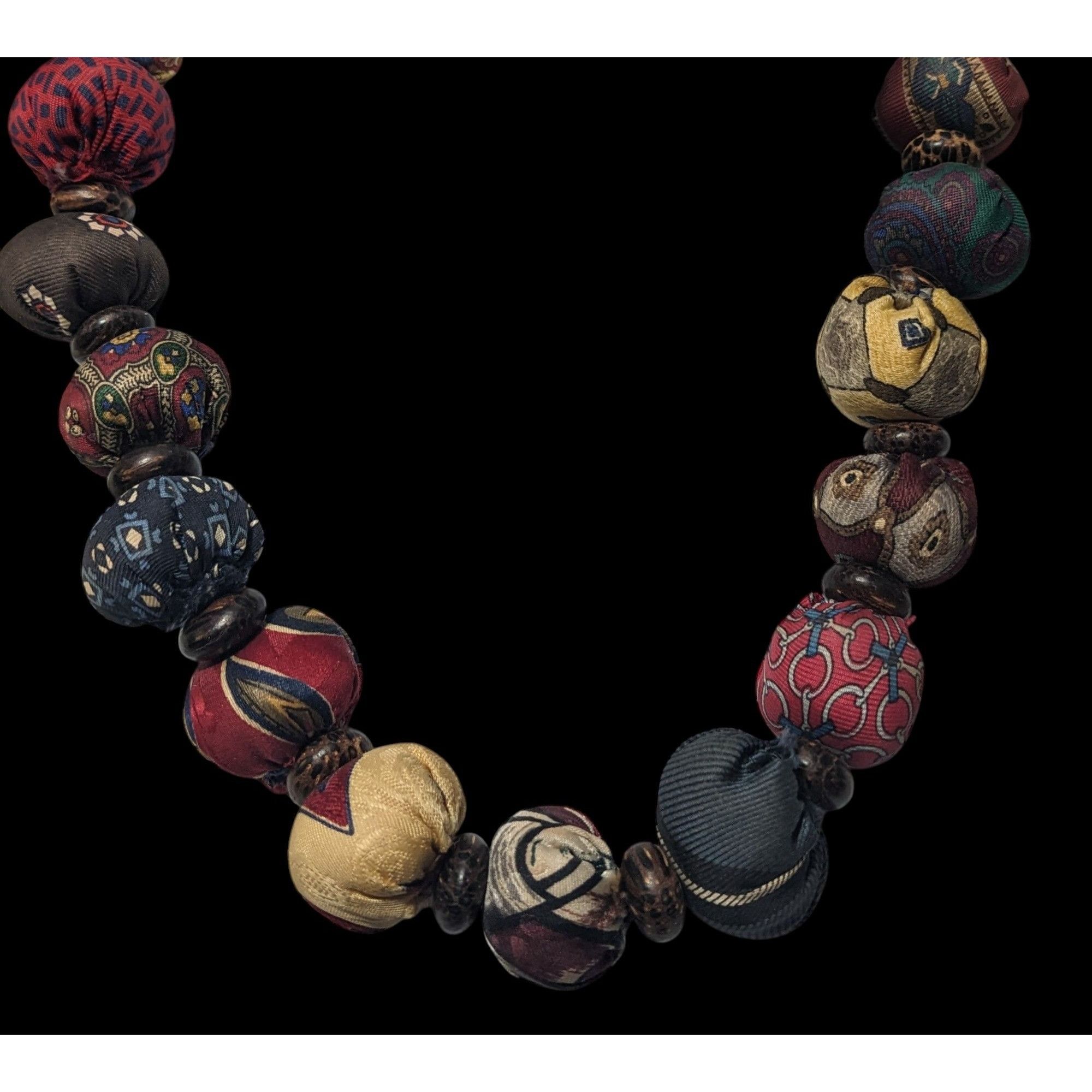Other Vintage Rustic Silk Kantha Nut Earth Tone Necklace Size ONE SIZE - 2 Thumbnail