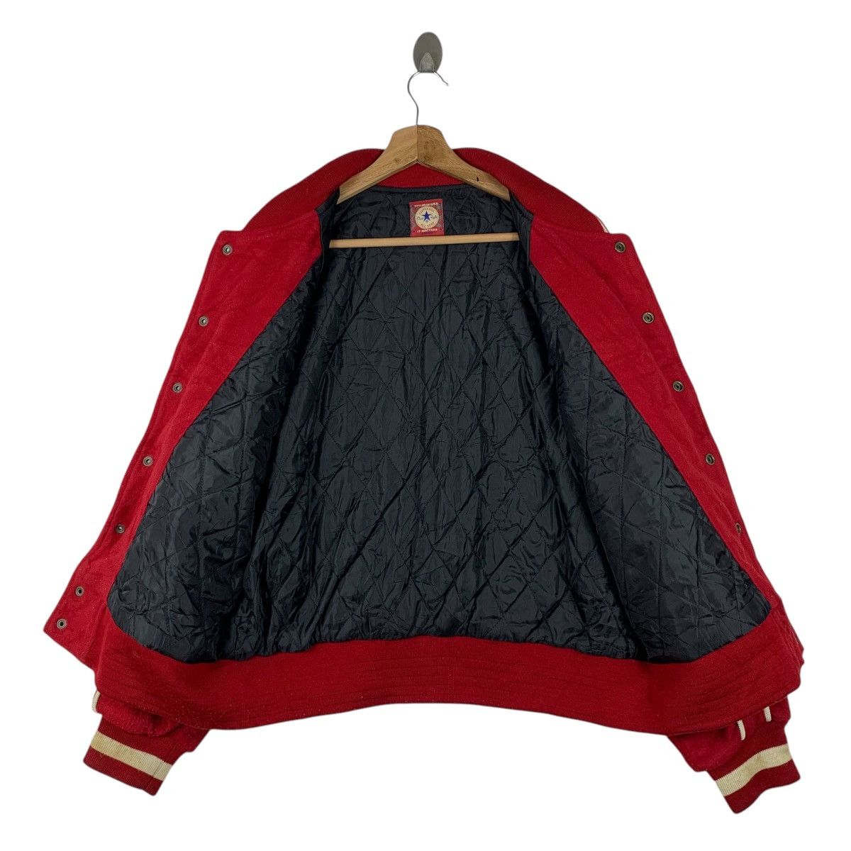 Converse × Vintage Vintage CONVERSE All Casualwear Wool Bomber Varsity Jacket Size US L / EU 52-54 / 3 - 3 Thumbnail