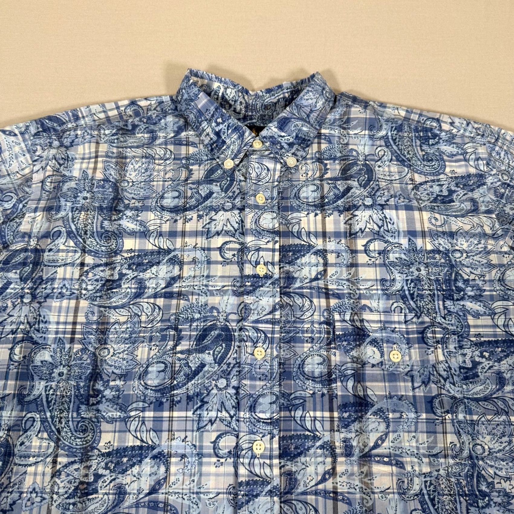 Polo Ralph Lauren Polo Ralph Lauren Shirt Mens XLT Blue Paisley Floral Button Up Cotton Beach Size US XL / EU 56 / 4 - 2 Thumbnail