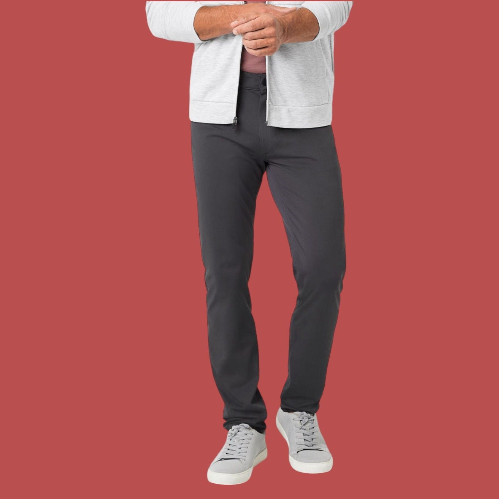 Other Stylus - 5 Pockets Mens Slim Fit Flat front Pant - Gray - 3 Size US 30 / EU 46 - 1 Thumbnail