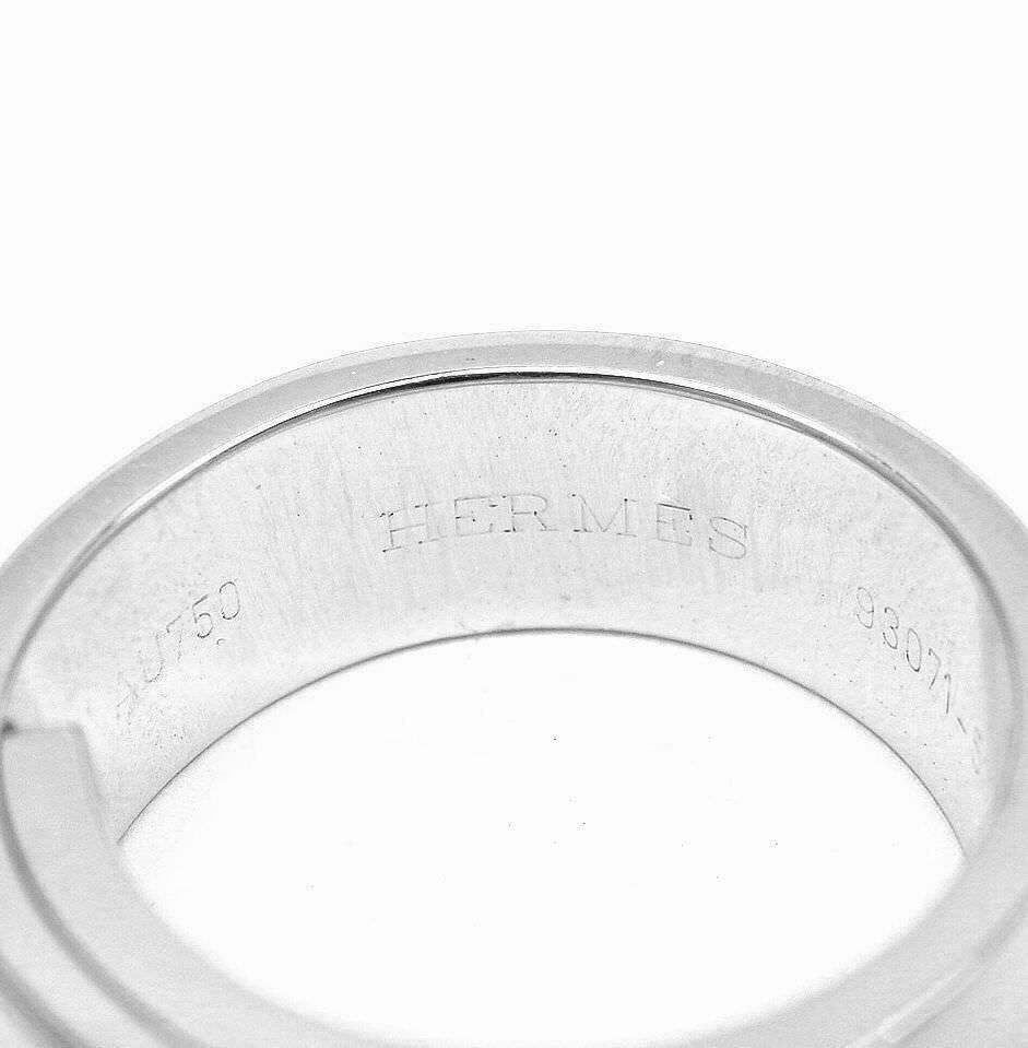 Hermes 18k White Gold "H" Lock Band Diamond Ring Size ONE SIZE - 4 Thumbnail
