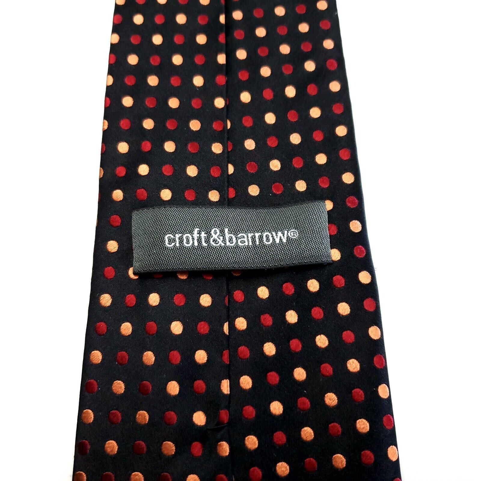 Croft & Barrow Croft & Barrow Black Brown Red Silk Tie Woven Polka Dots Size ONE SIZE - 4 Thumbnail