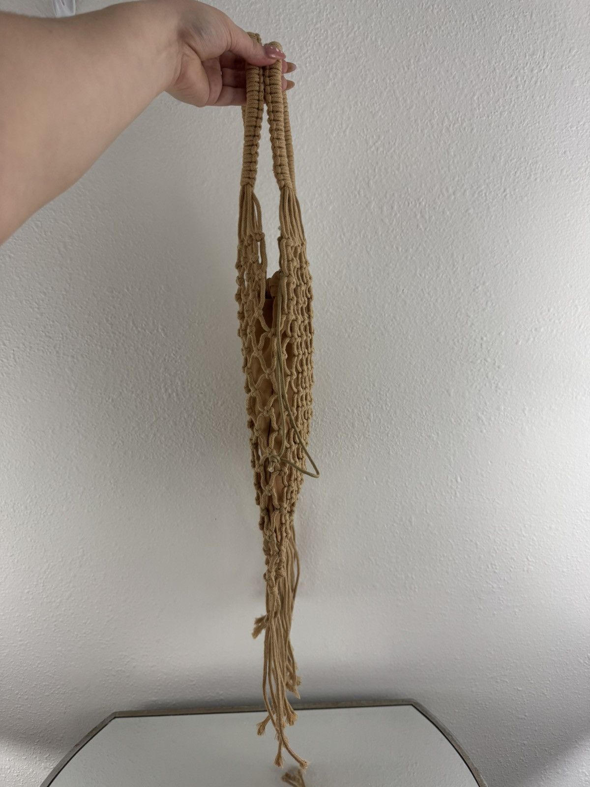 Other NEW YORK & CO. Brown Tan Crochet Tassel Fringe Beach Purse Size ONE SIZE - 5 Thumbnail