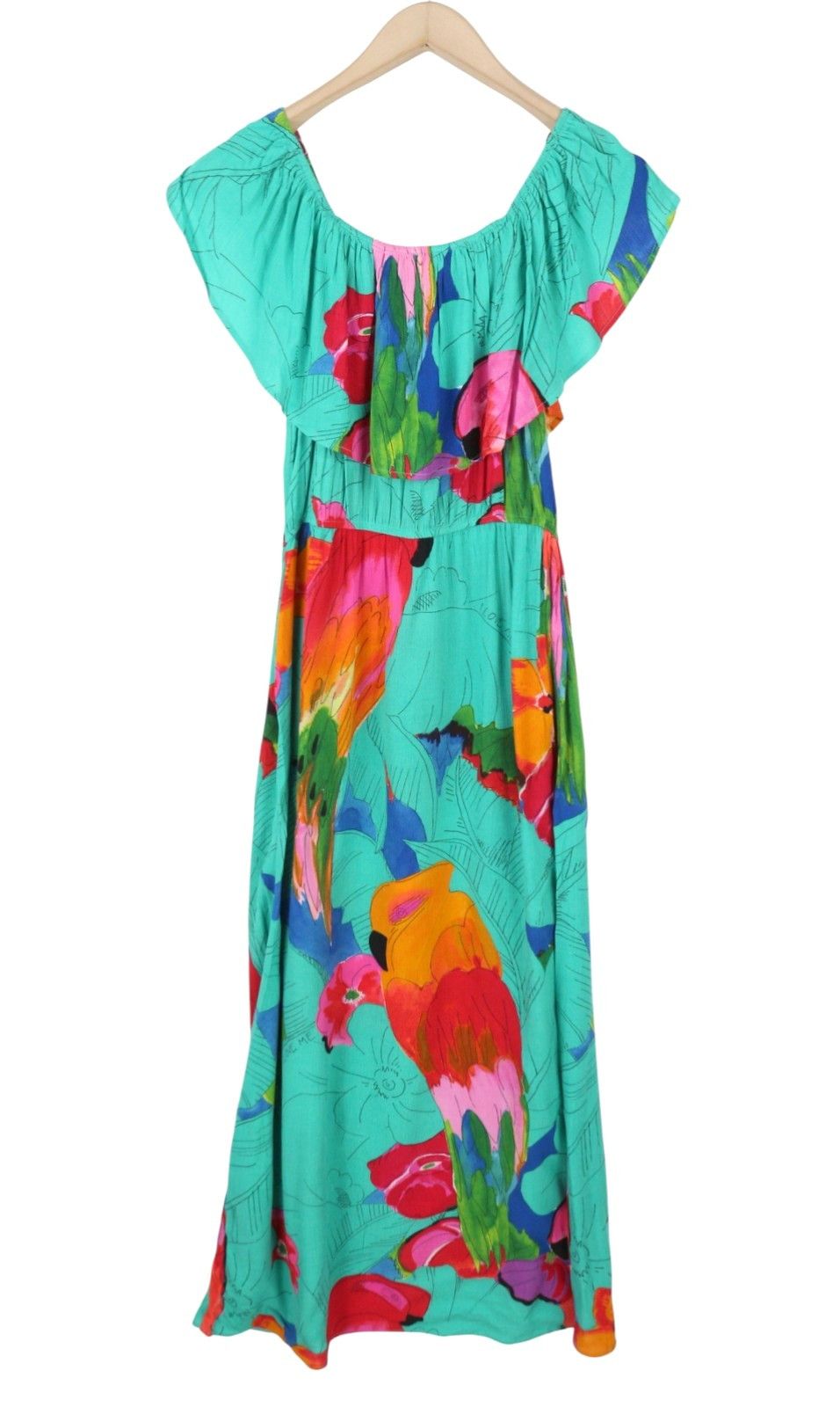 Desigual VEST PAHOA M Floral Ruffled Split Midi Dress 89011 Size M / US 6-8 / IT 42-44 - 5 Thumbnail