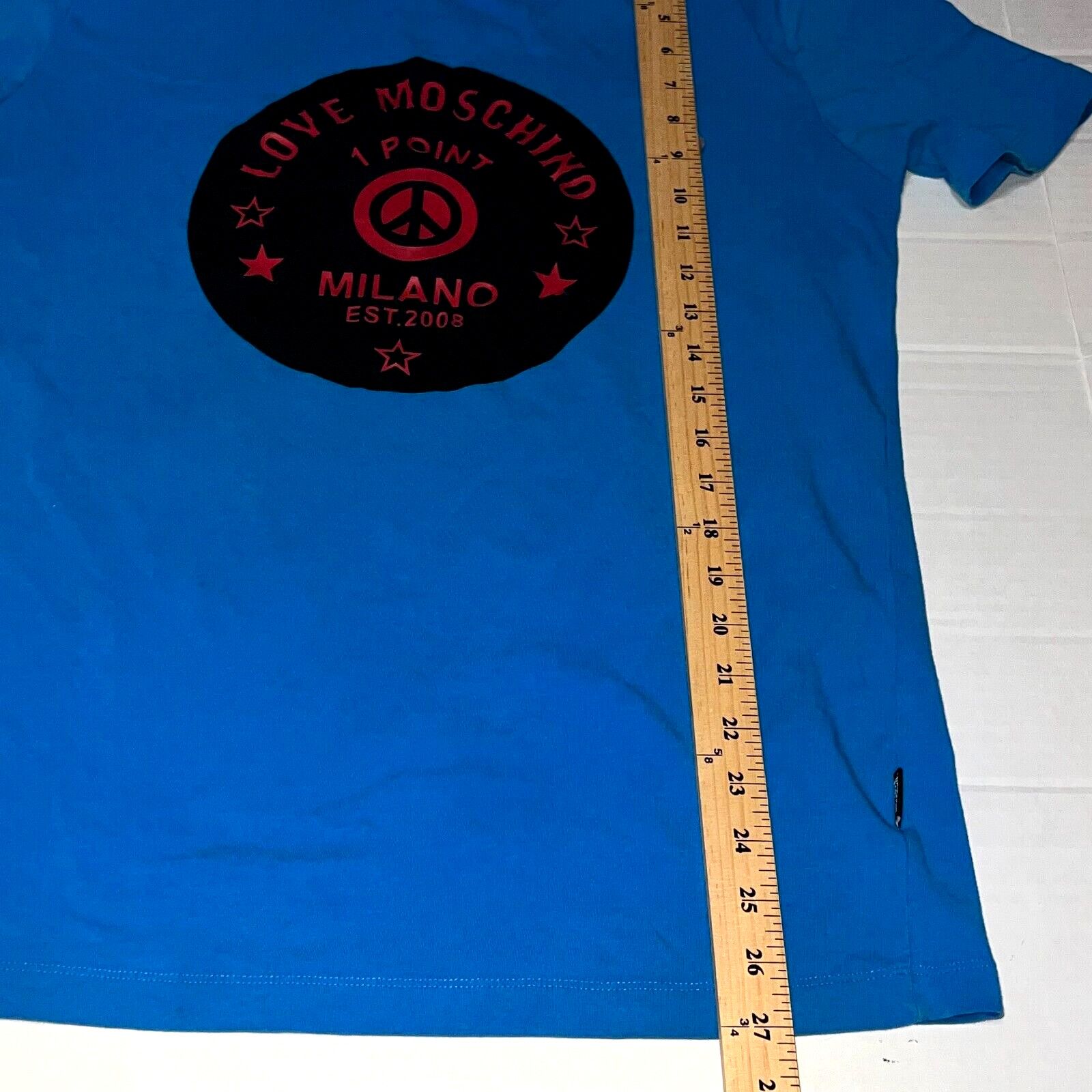 Moschino Love Moschino Blue Graphic Shirt Peace 1 Point Milano XL Size US XL / EU 56 / 4 - 10 Thumbnail
