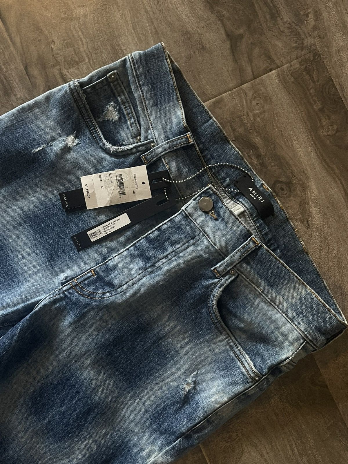 Amiri Amiri Blue Plaid Spellout Jeans Size US 32 / EU 48 - 3 Thumbnail