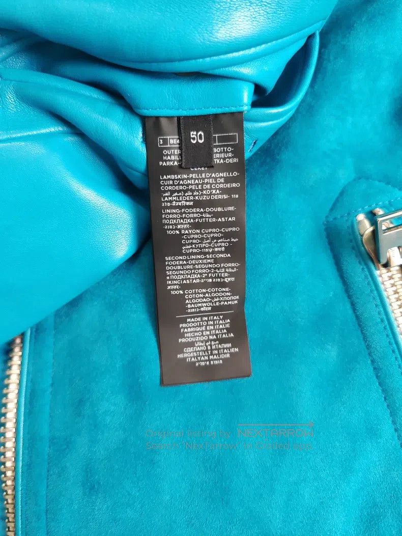 Tom Ford Tom Ford Leather Biker Jacket, Turquoise, Nubuck Lamb Leat Size US M / EU 48-50 / 2 - 4 Thumbnail