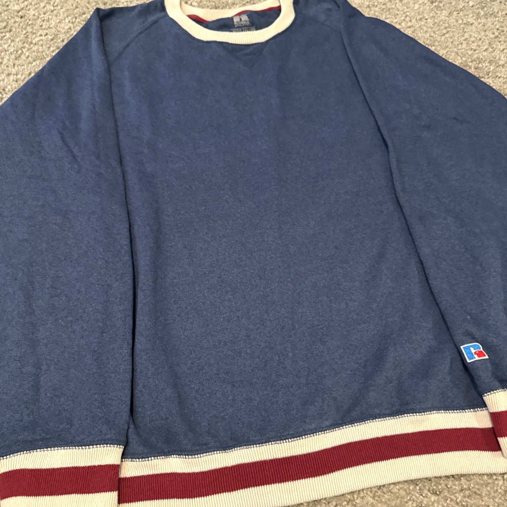 Russell Athletic Russell Athletic Sweatshirt Crewneck 2XL Navy Blue Red White Stripe Cuffs Size US XXL / EU 58 / 5 - 3 Thumbnail